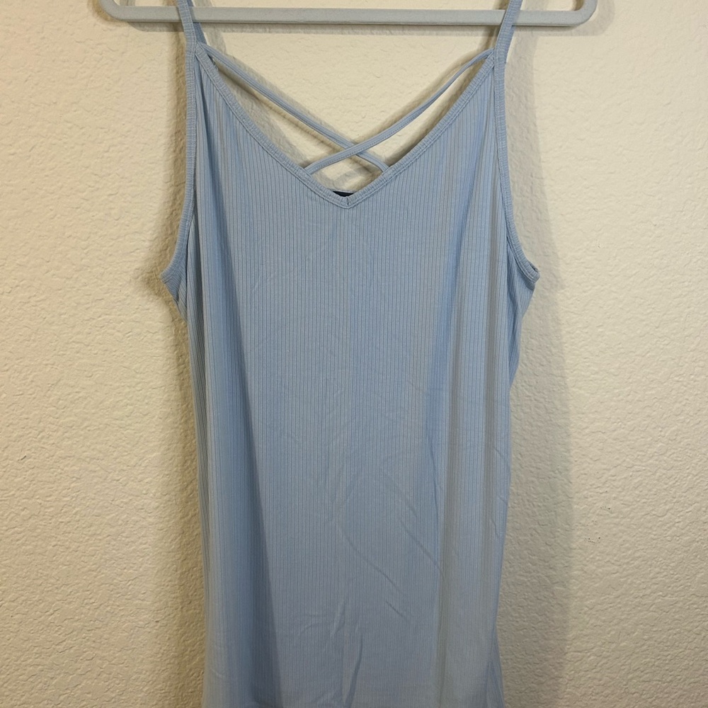 Torrid Plus Size Light Blue Women's Strappy Ribbed Top 3XL Summer Festival